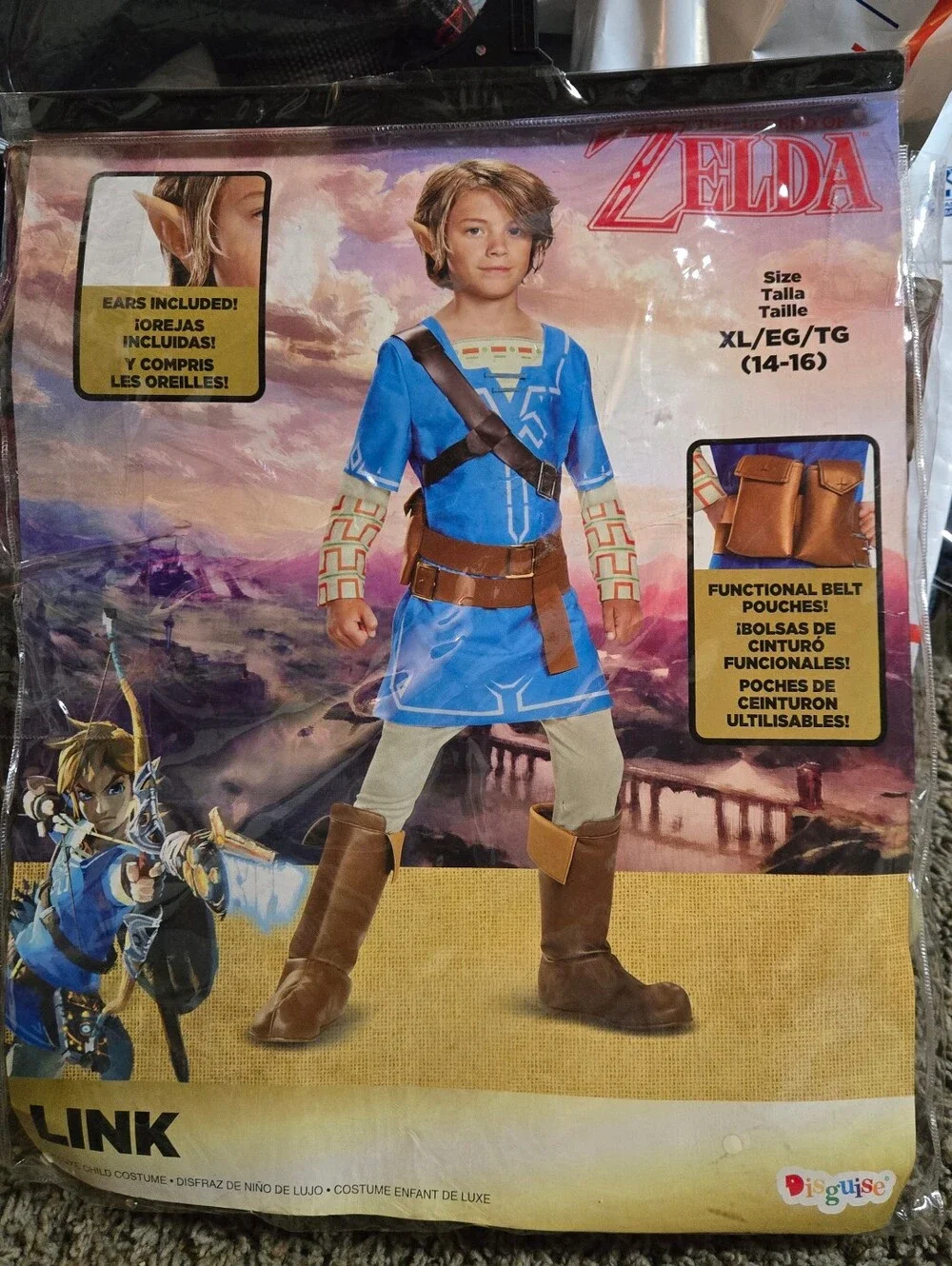 Legend of Zelda Link Breath of the Wild Deluxe Costume XL 14-16